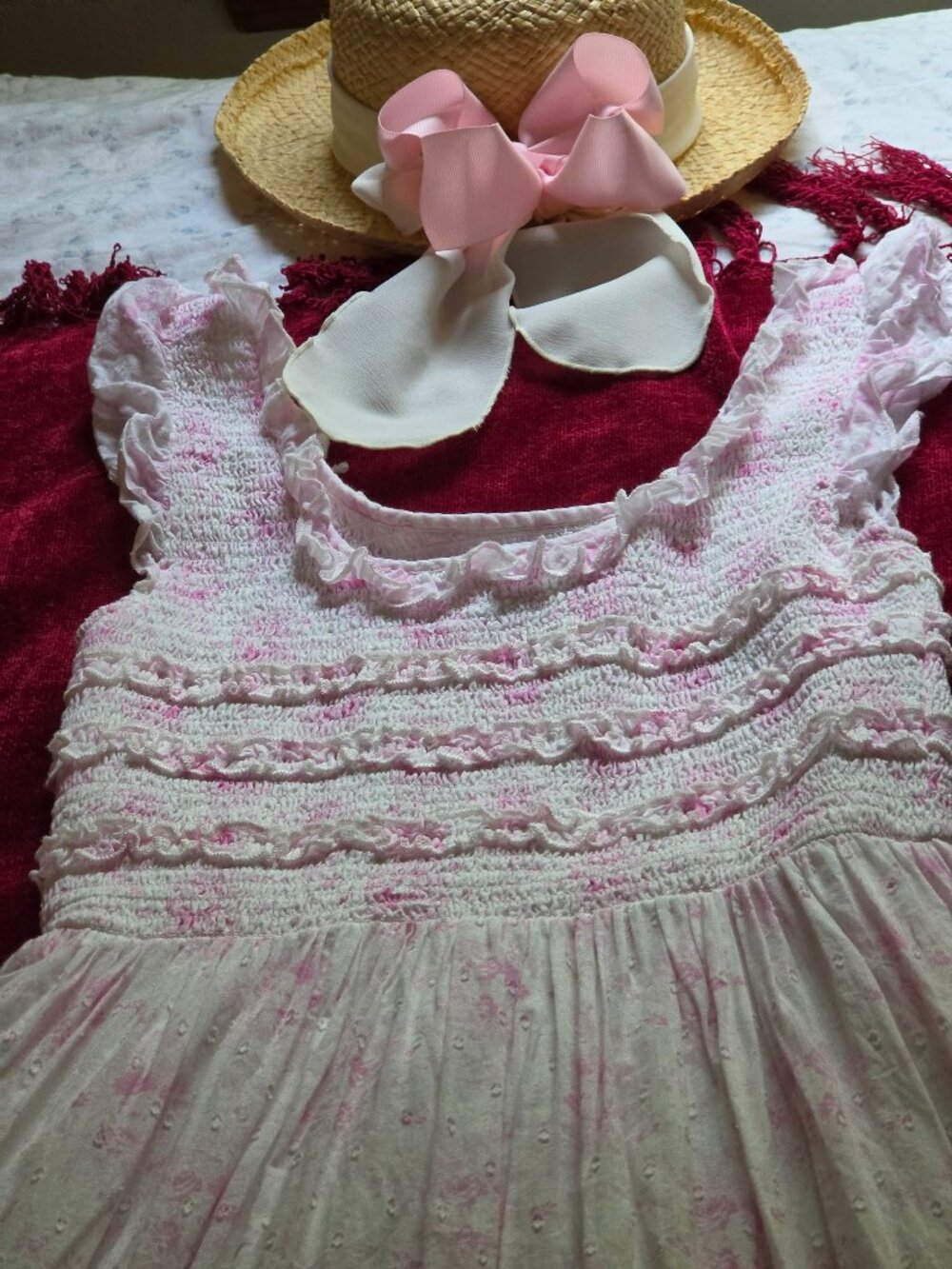 GORGEOUS COTTON AND LACE PINK COTTON CANDY MAXI XS-S - Picture 3 of 5